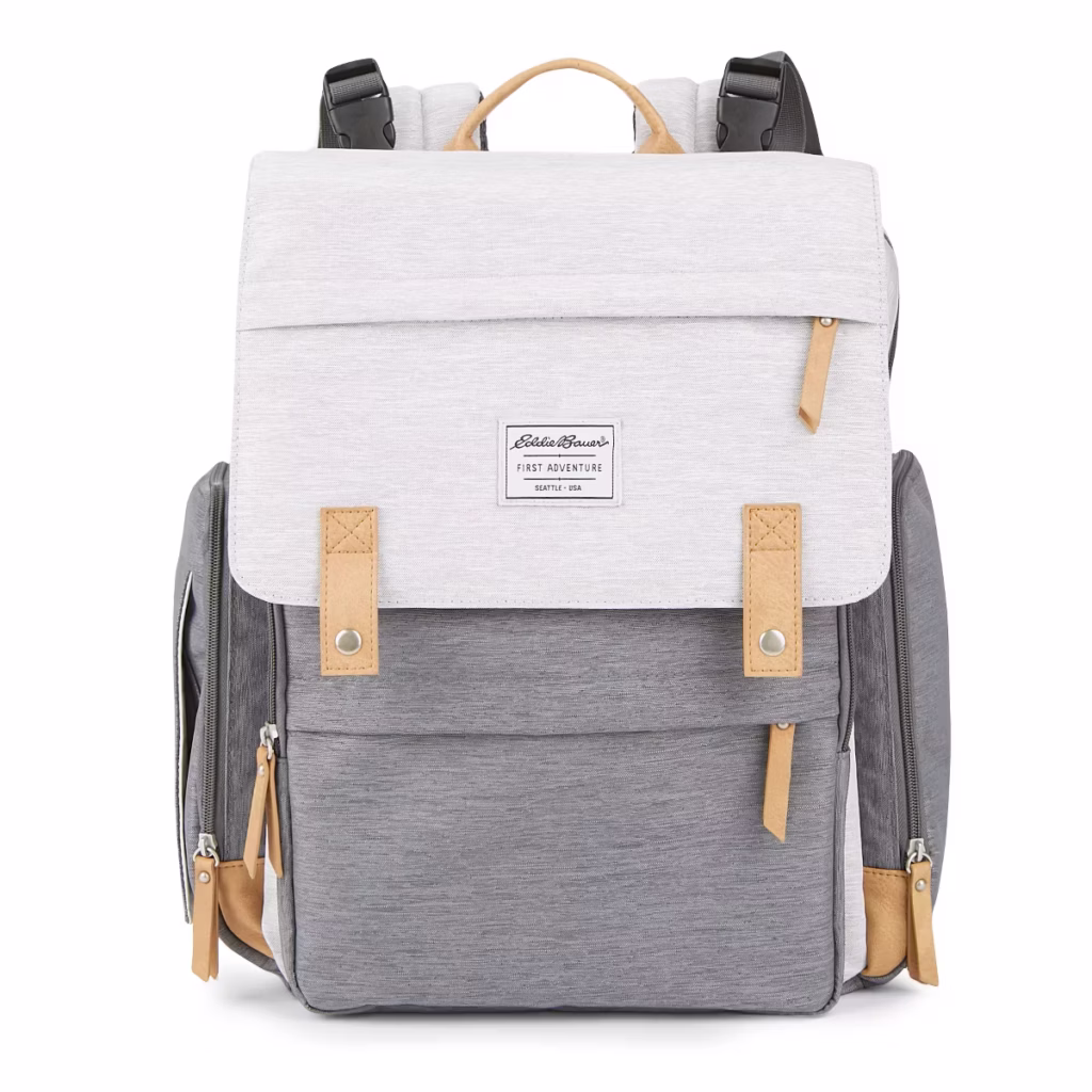 Gray backpack-style Diaper Bag for Two Under Two